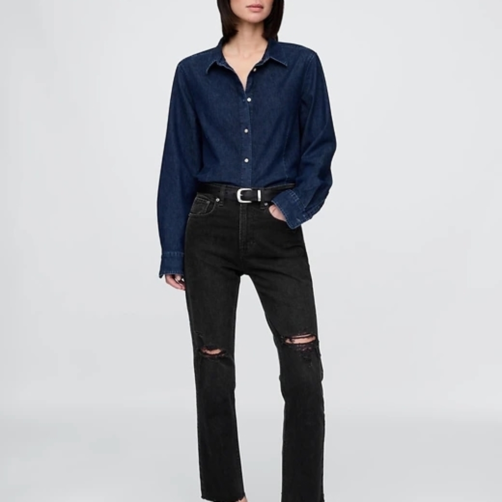 GAP High Rise Vintage Slim Jeans • Black/Gray • 29/29 • Distressed